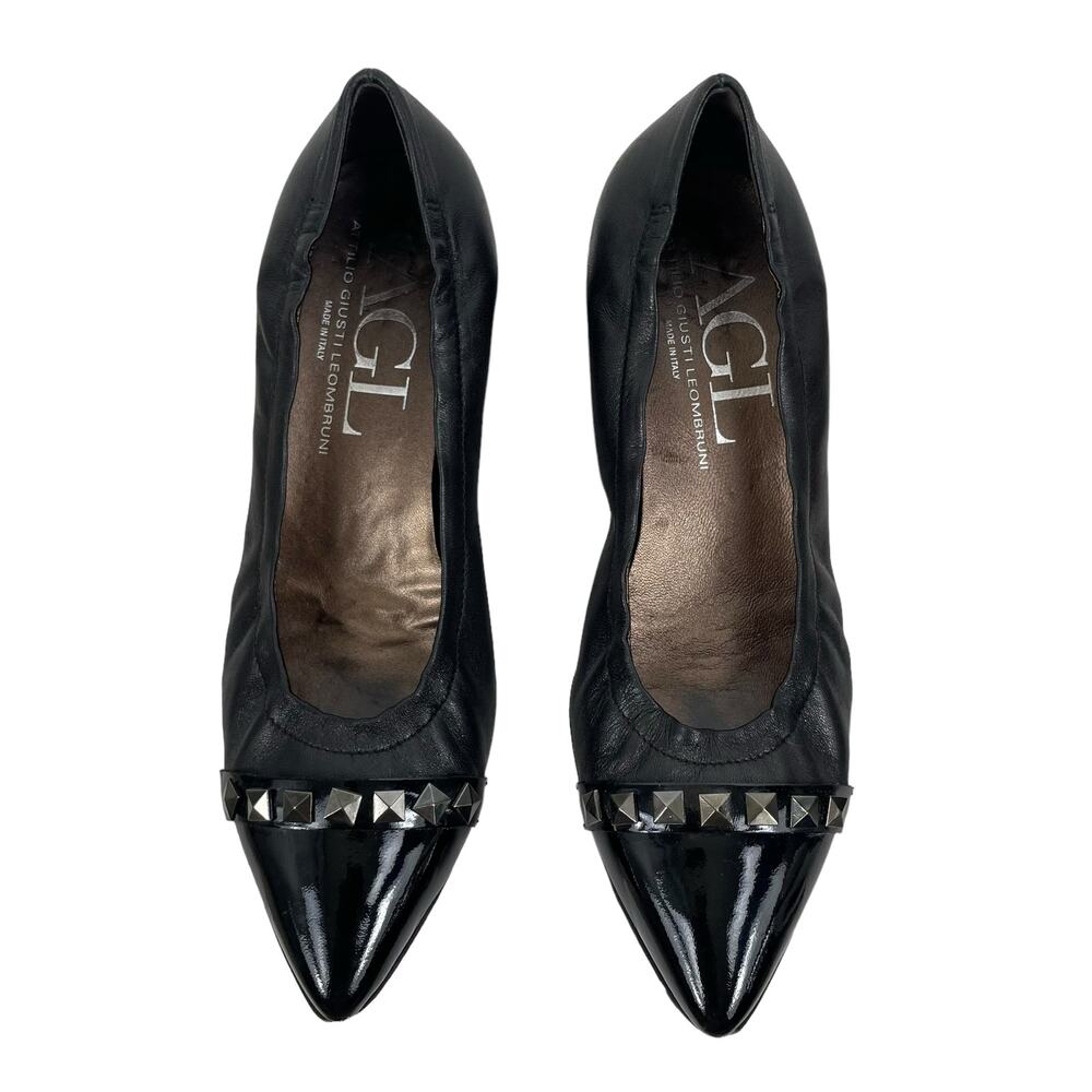 Attilio Giusti Leombruni AGL Pyramid Studded Pumps Low Heel Black Size 40.5 - Picture 3 of 11